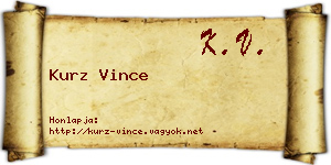 Kurz Vince névjegykártya